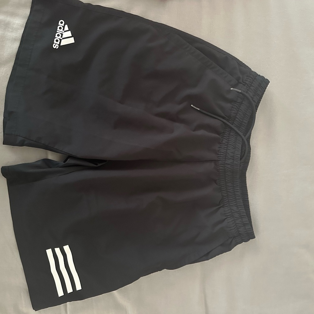 Adidas Black Athletic Shorts with Three-Stripe Design